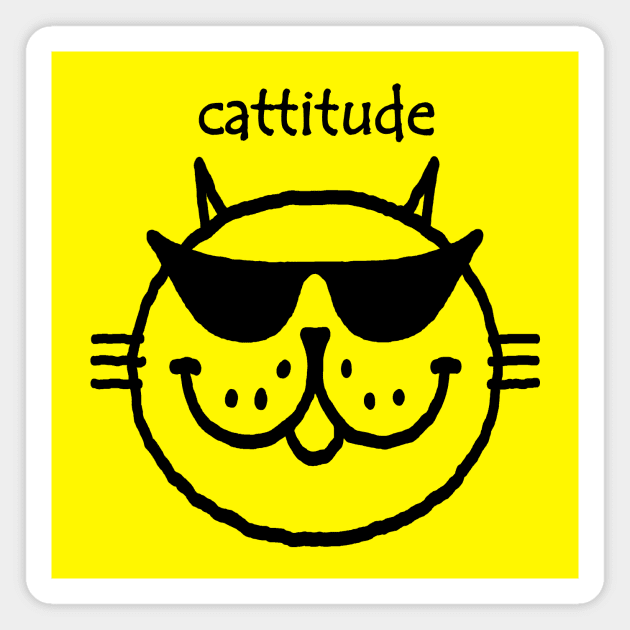 cattitude (black outline) Magnet by RawSunArt